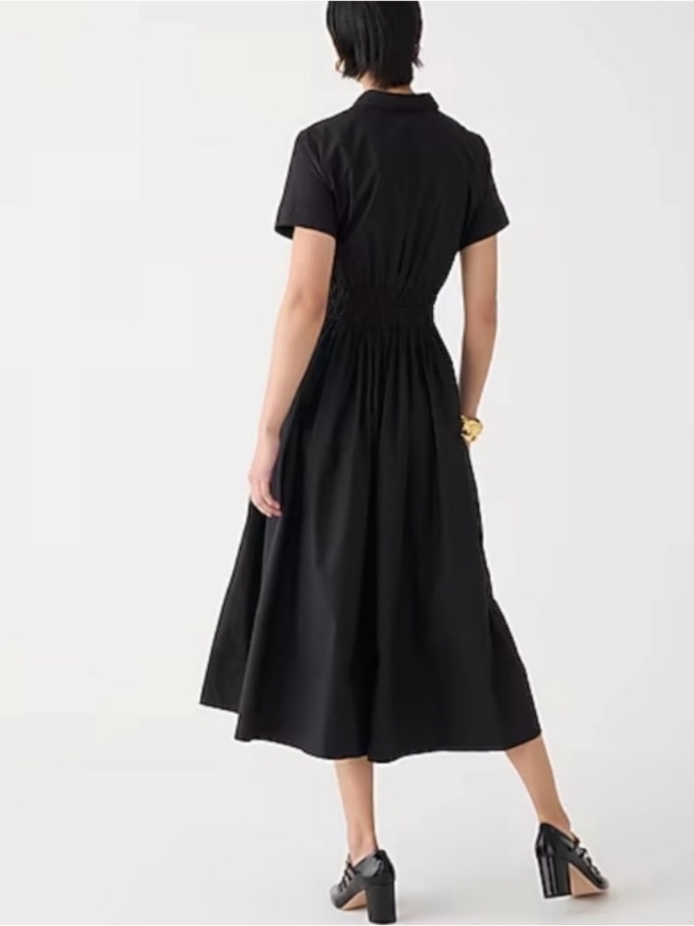 J. Crew Black Short-Sleeve Midi Shirtdress - Picture 2 of 6